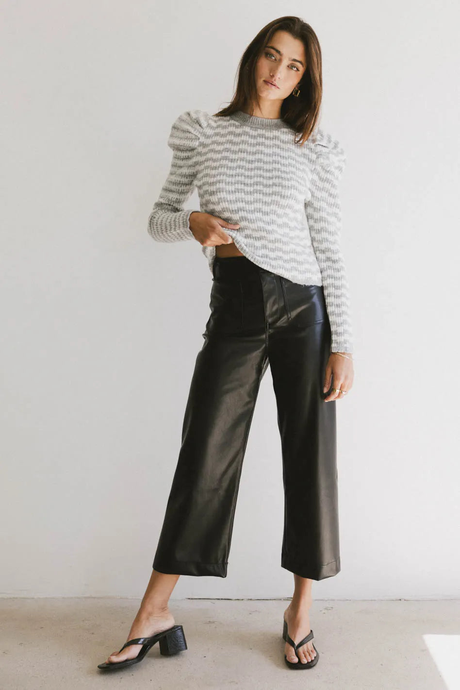 Sadie Wide Leg Pants in Black Leather FINAL SALE