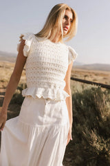 Shelly Ruffled Sweater Top in Ivory FINAL SALE