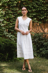 Louie Collared Midi Dress in White FINAL SALE