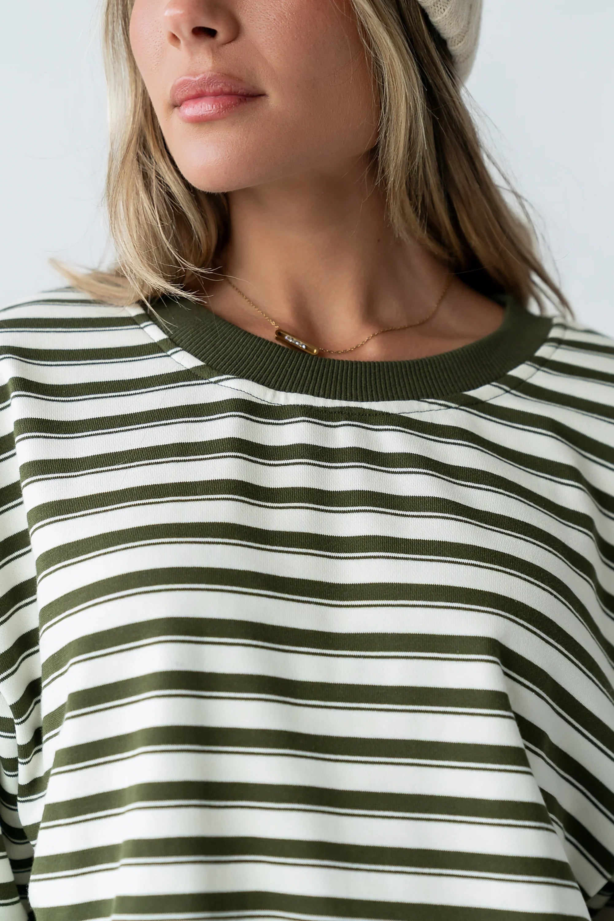 Taya Striped Sweater in Olive FINAL SALE