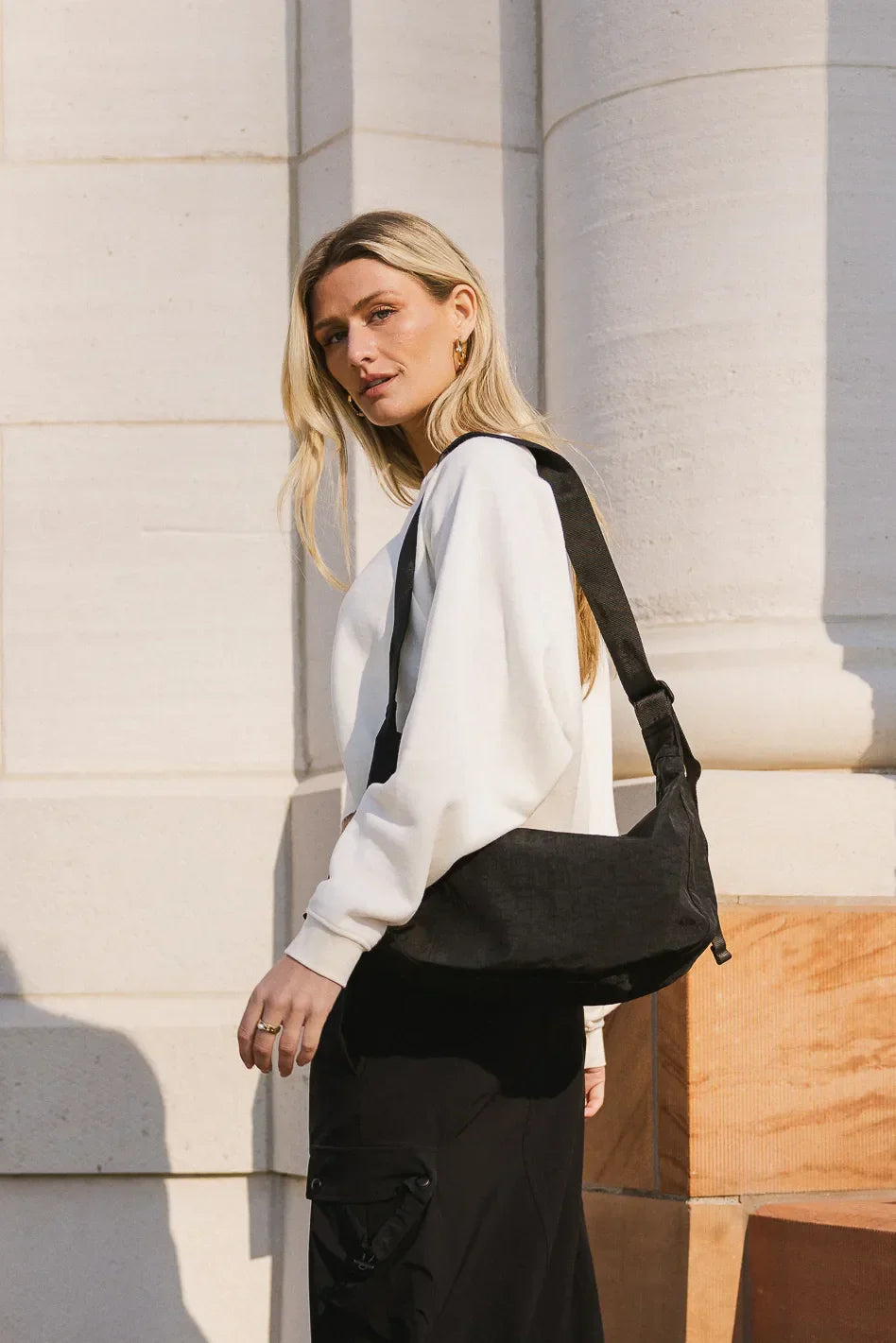 Niall Crescent Bag in Black