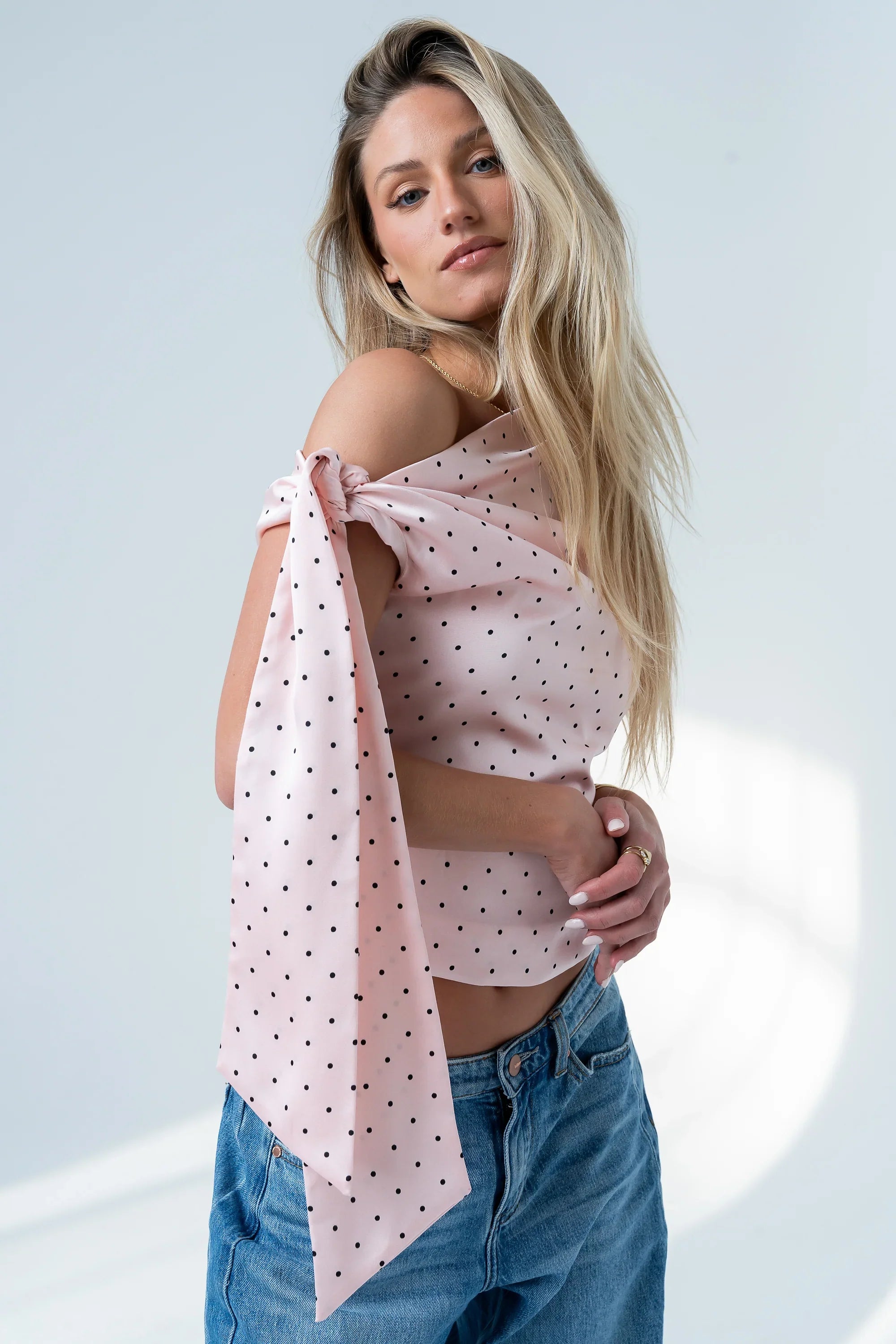 Haven Satin Polka Dot Top in Pink FINAL SALE