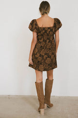 Darcella Floral Mini Dress in Brown FINAL SALE