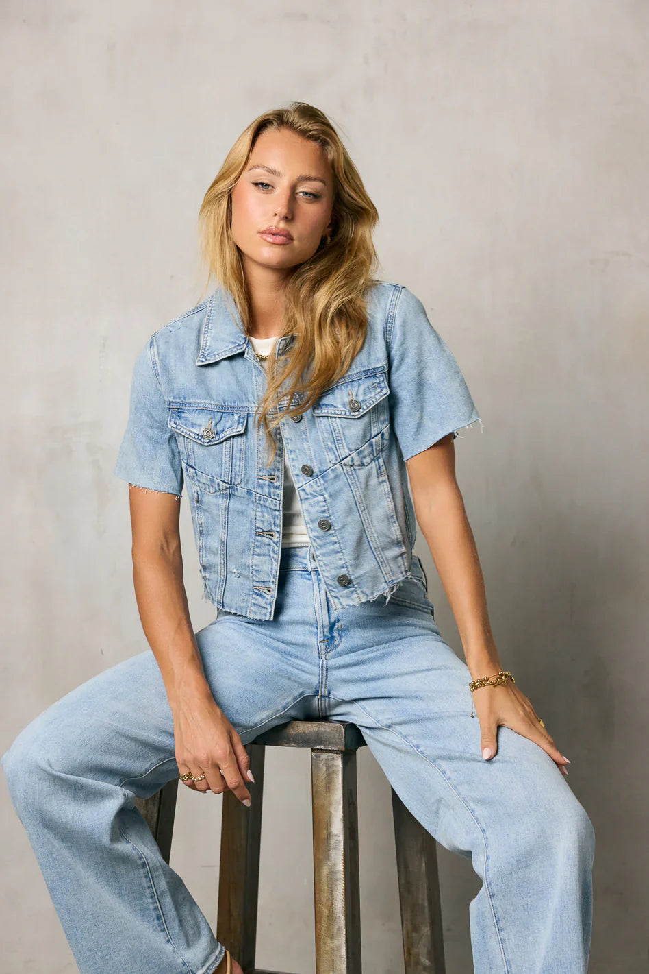 Carmie Light Wash Denim Top FINAL SALE