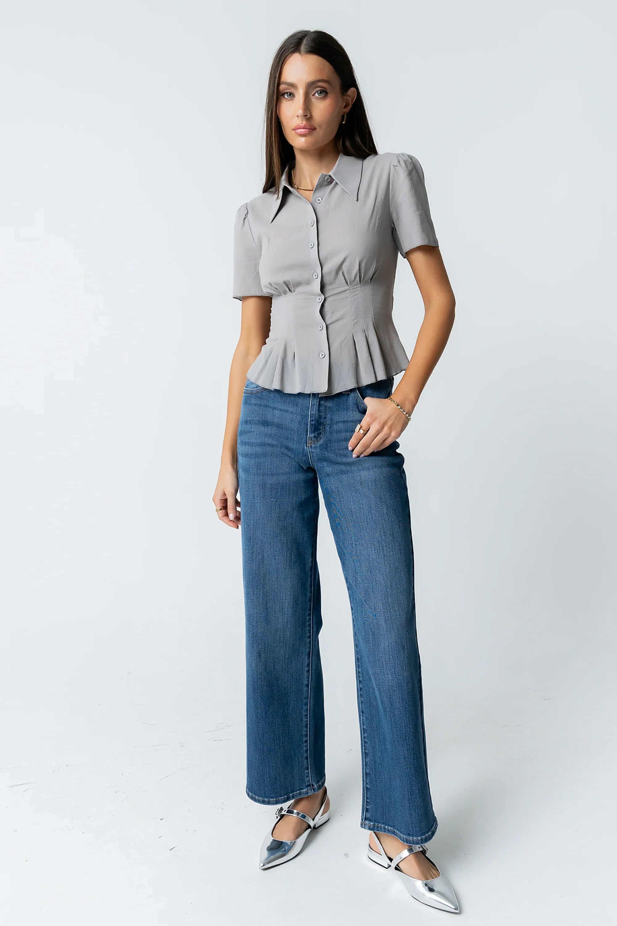 Mary Sheer Blouse in Grey