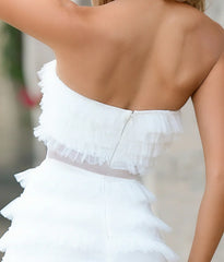 Georgia Mini Dress White Ruffle Tulle Short Dress