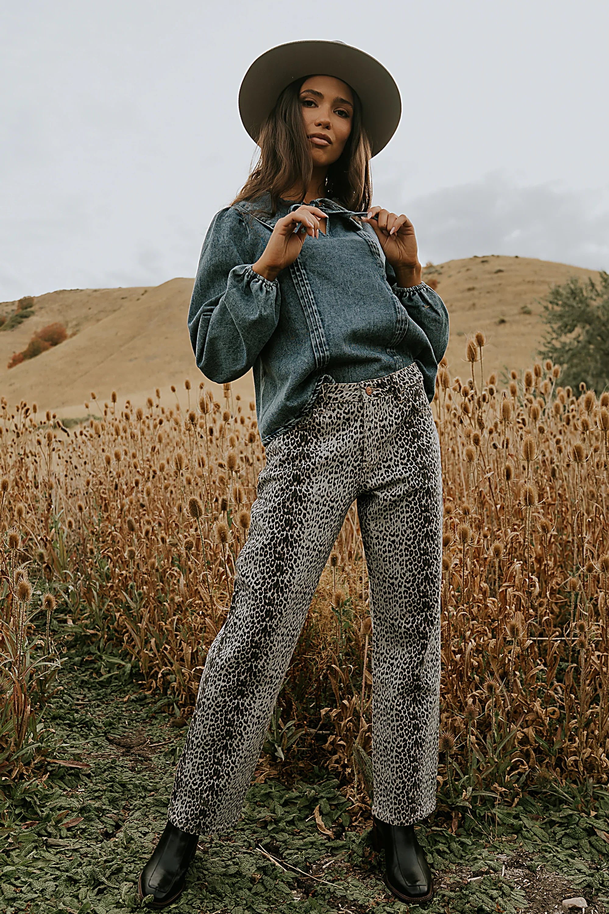 Monique Pleated Blouse in Indigo FINAL SALE