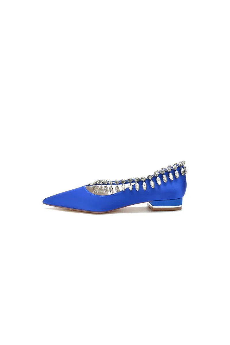 Rhinestone Beaded Pointed Toe Kitten Heels