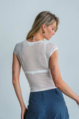 Brandy Mesh Top in White