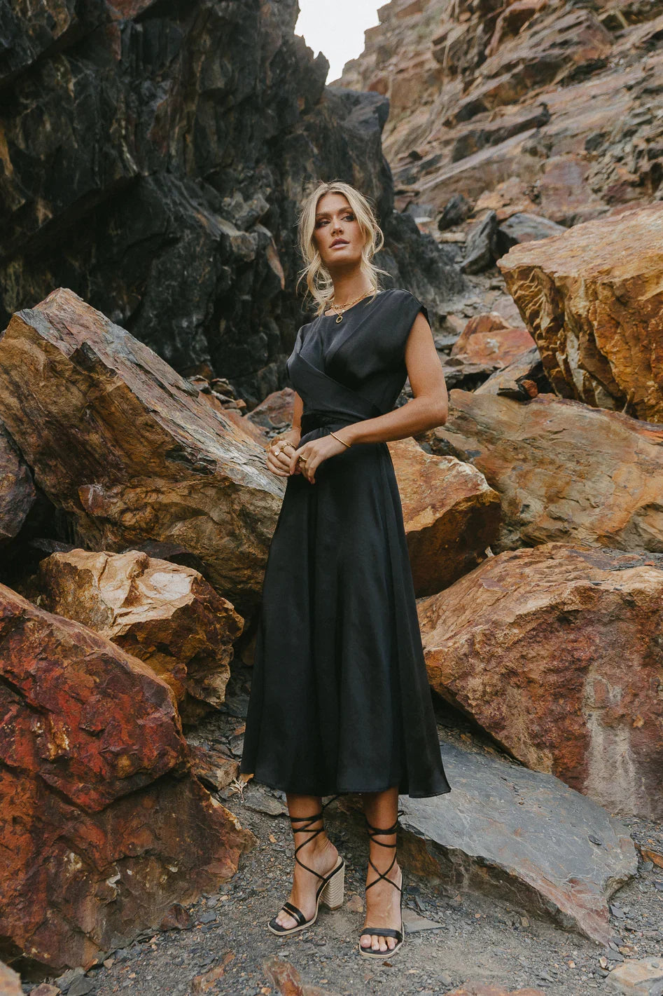 Rosalind Midi Dress in Black FINAL SALE