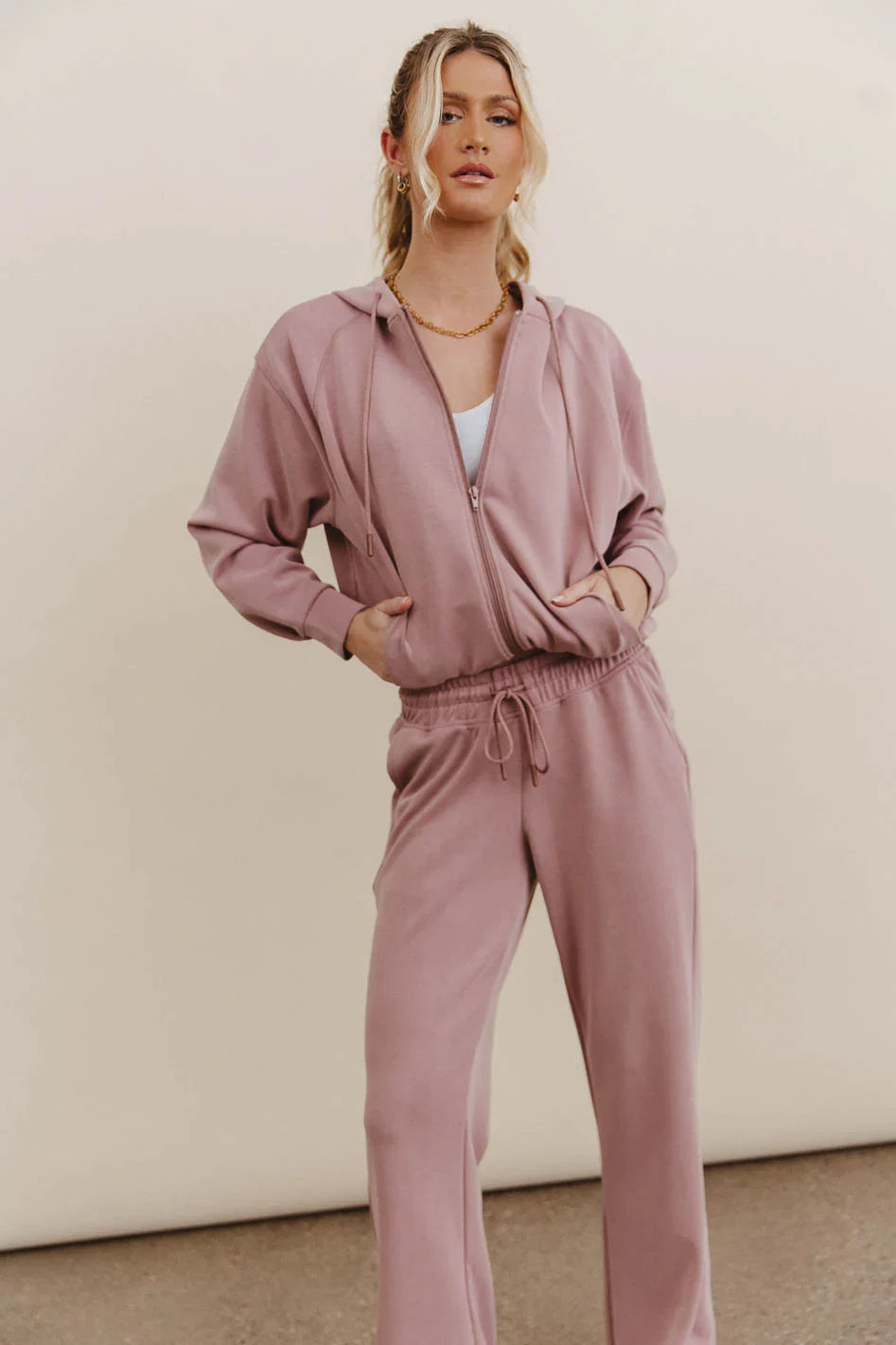 Balance Zip Up Hoodie in Mauve FINAL SALE