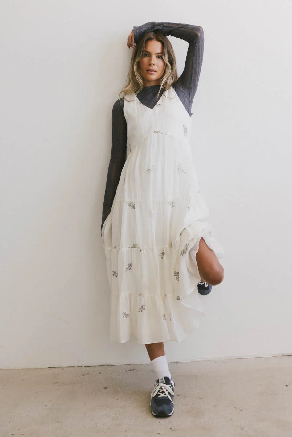 Ari Embroidered Floral Midi Dress FINAL SALE