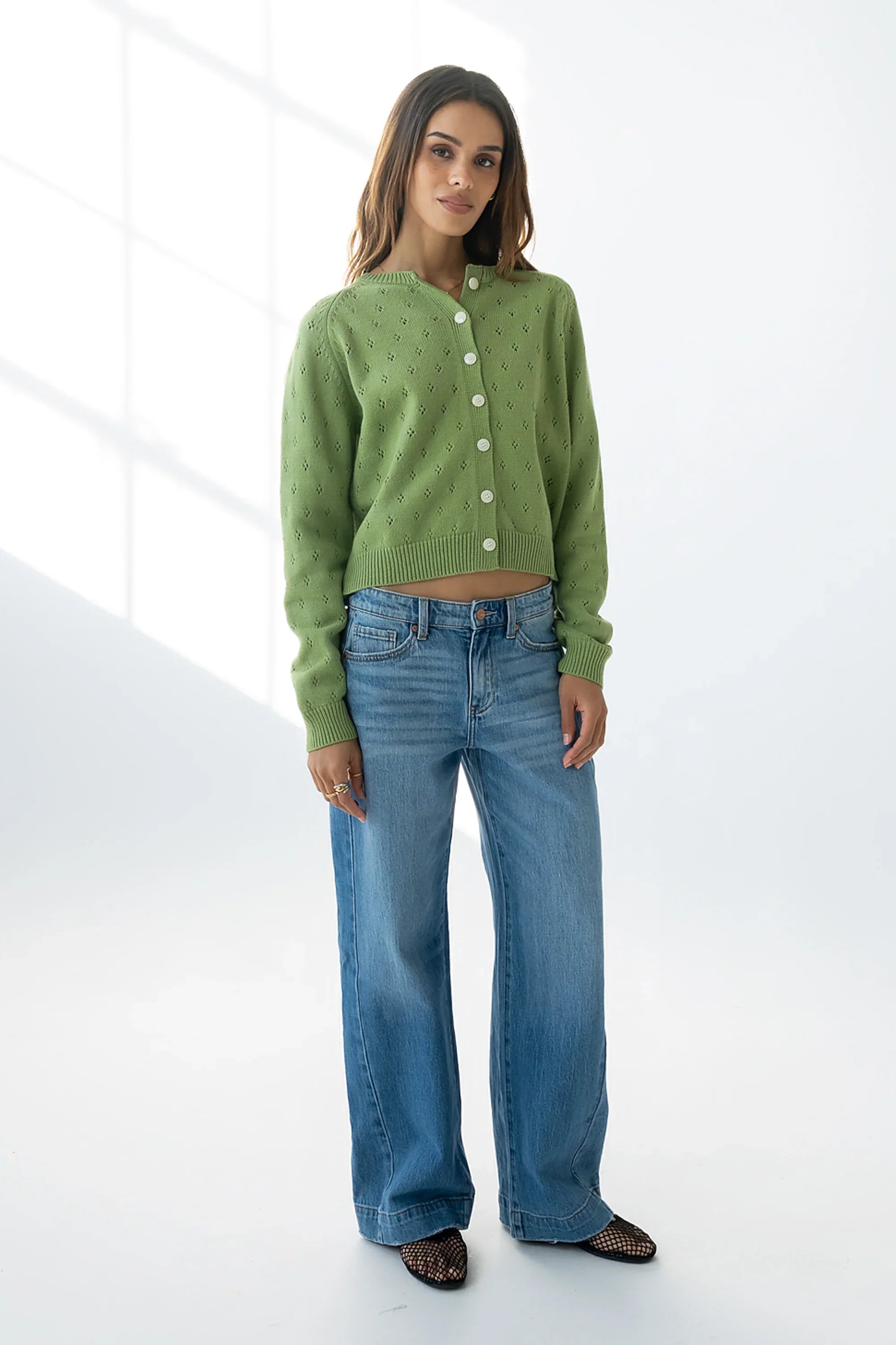 Kareena Knit Cardigan in Green