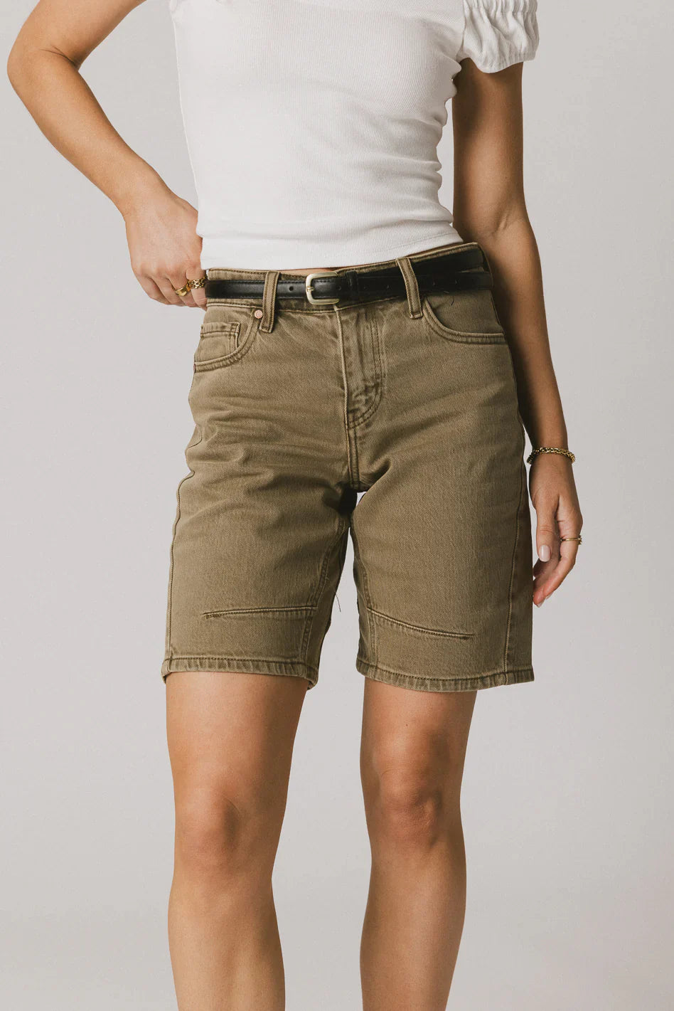 Layla Denim Shorts in Olive