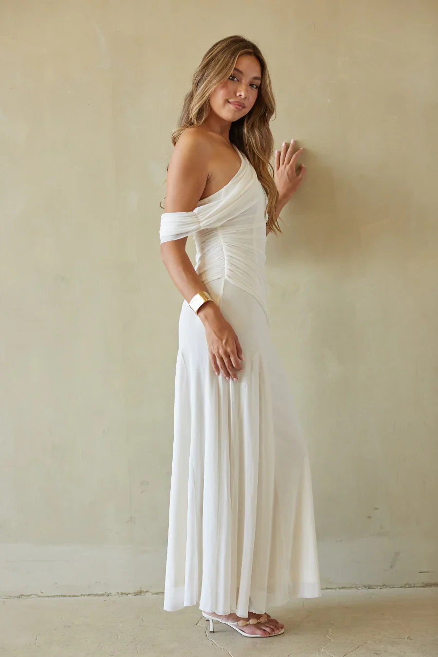 Ellasandra Mesh Draped Maxi Dress