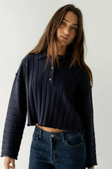 Brandi Collared Sweater in Navy