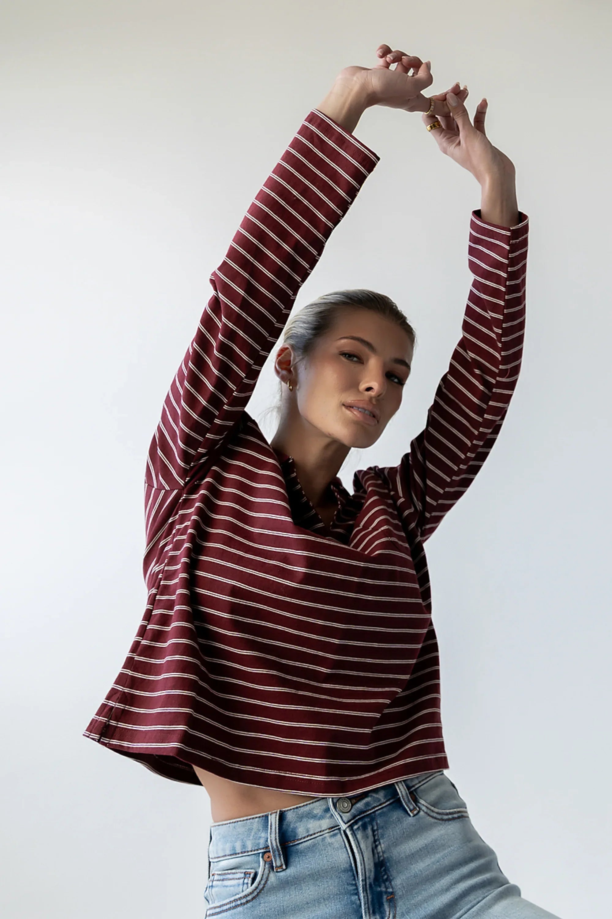 Kateri Striped Top in Burgundy