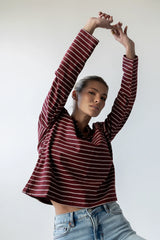 Kateri Striped Top in Burgundy