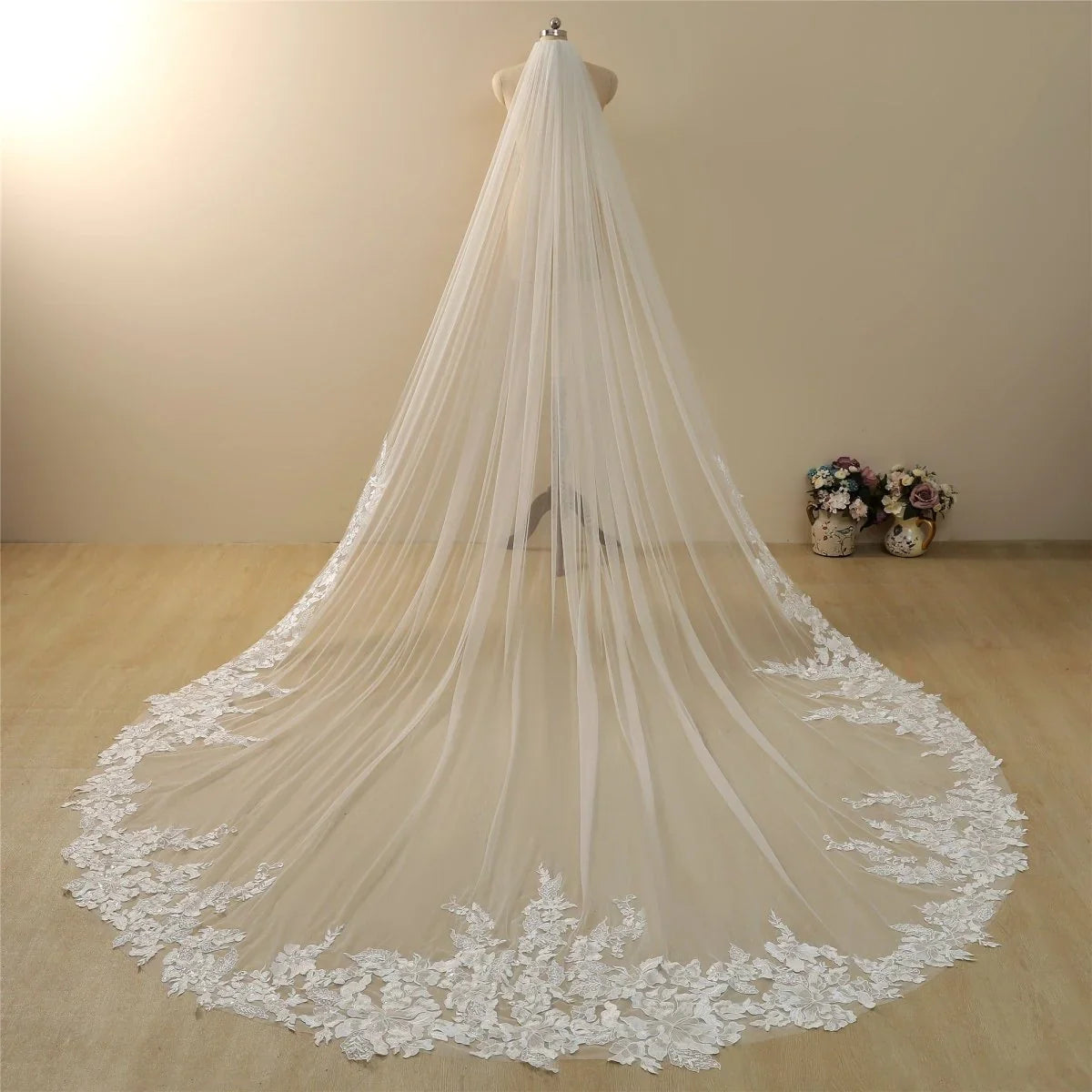 Vintage Lace Trim Transparent Wedding Veil Bridal Veil