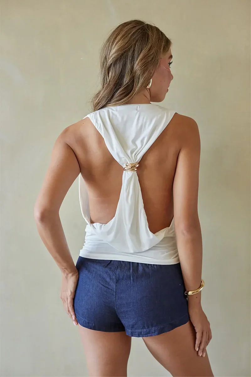 Ella Cowl Neck Open Back Top