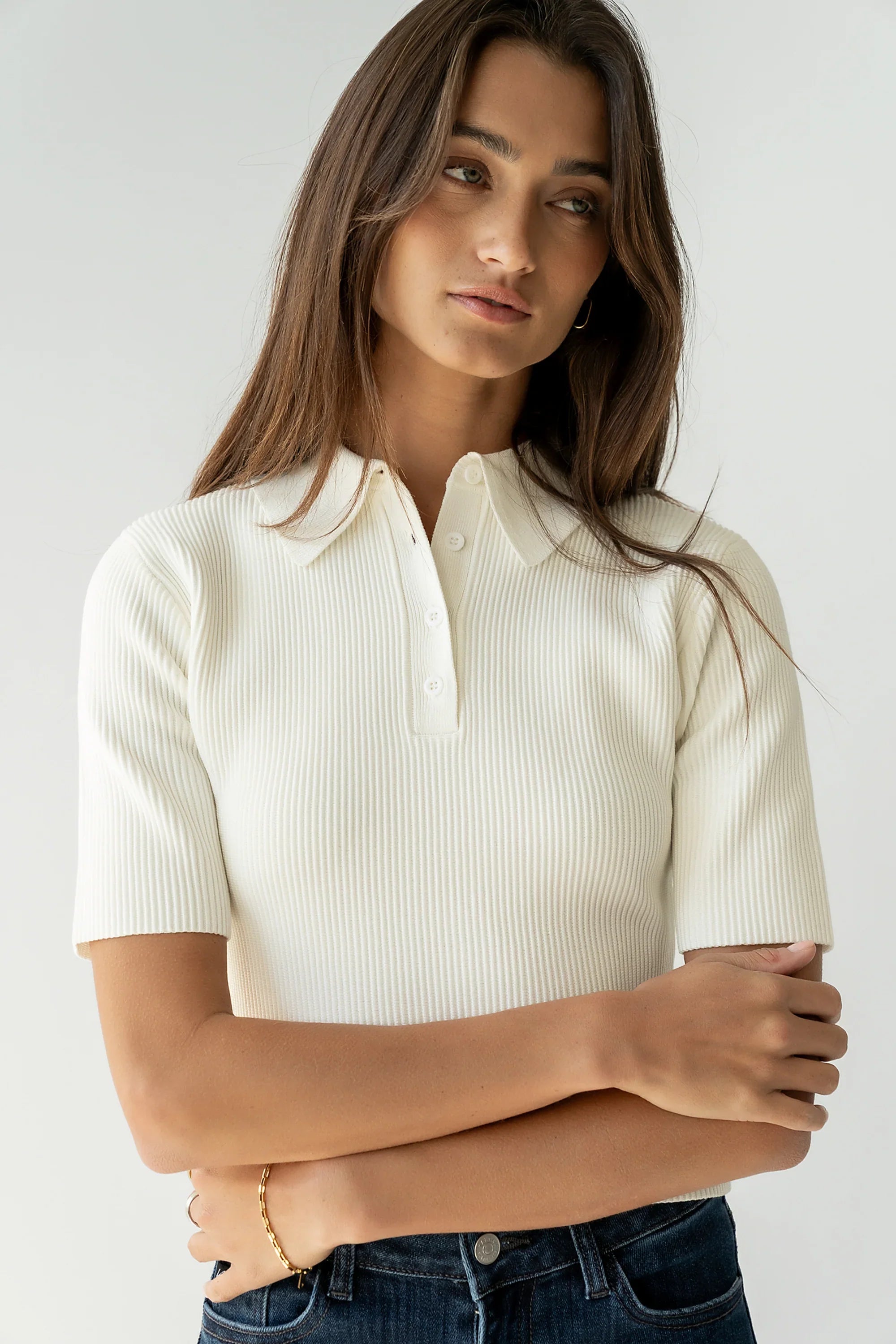 Cami Ribbed Sweater in Cream