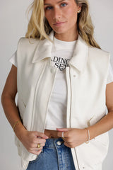 Rory Collared Vest in Cream FINAL SALE