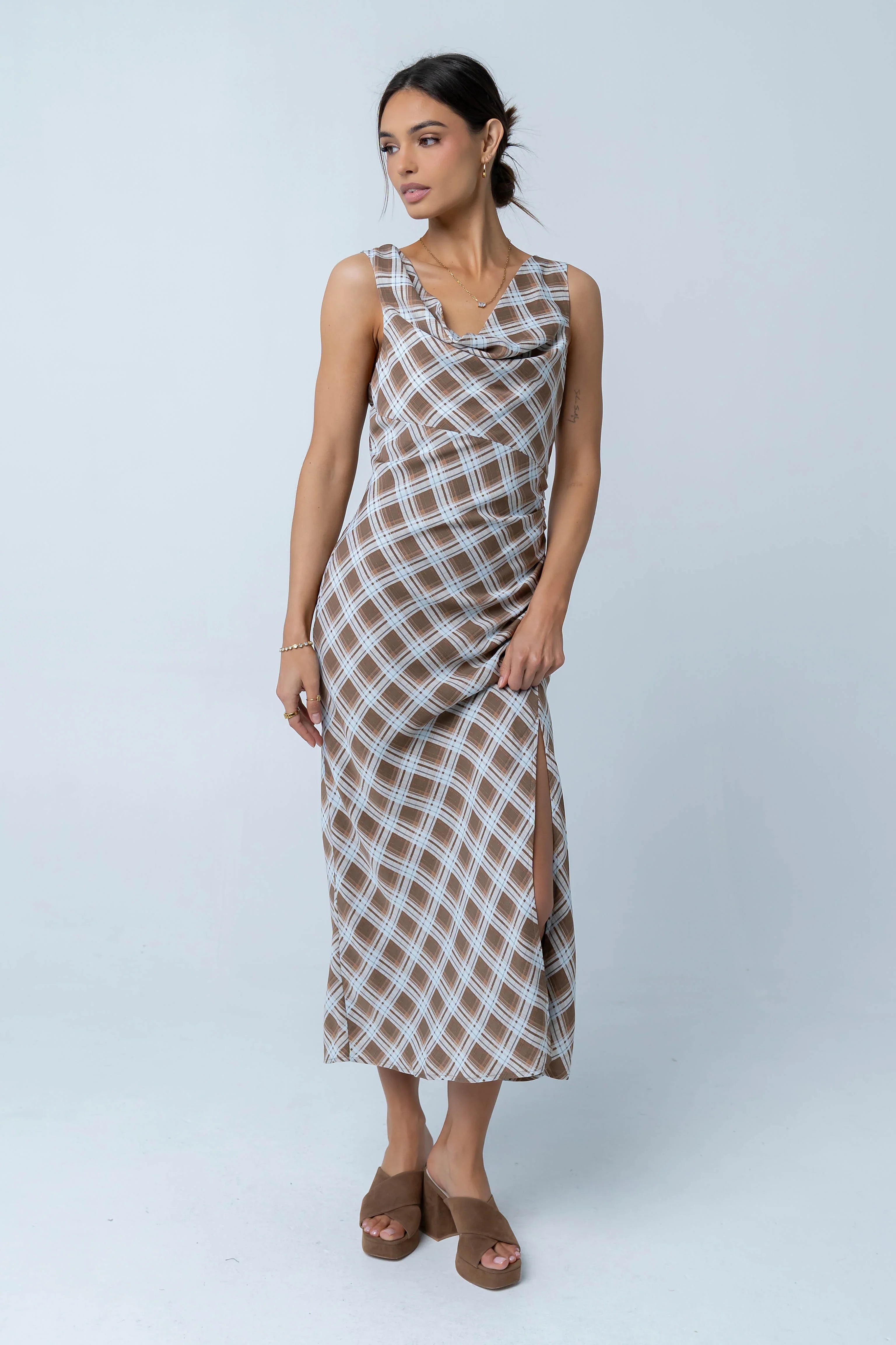 Renae Plaid Maxi Dress