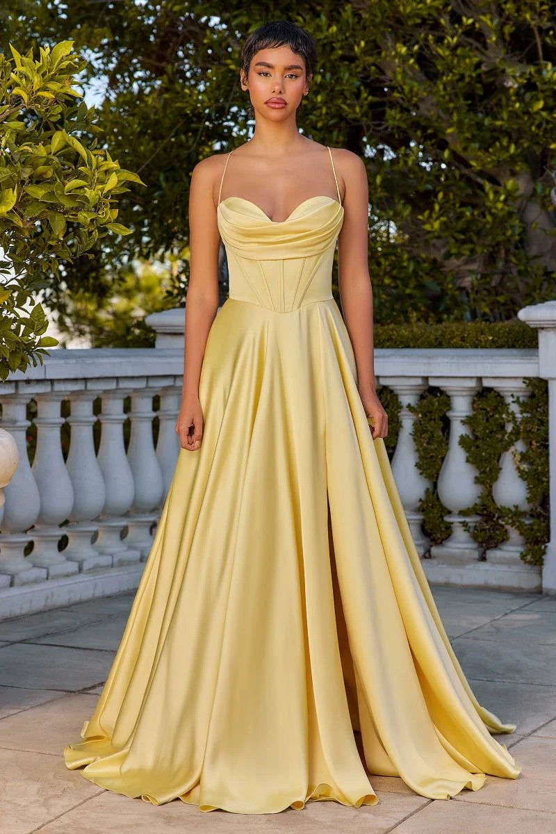 COSIMA GOWN LUXE SATIN A LINE CORSET DRESS