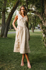 Louie Collared Midi Dress in Taupe FINAL SALE