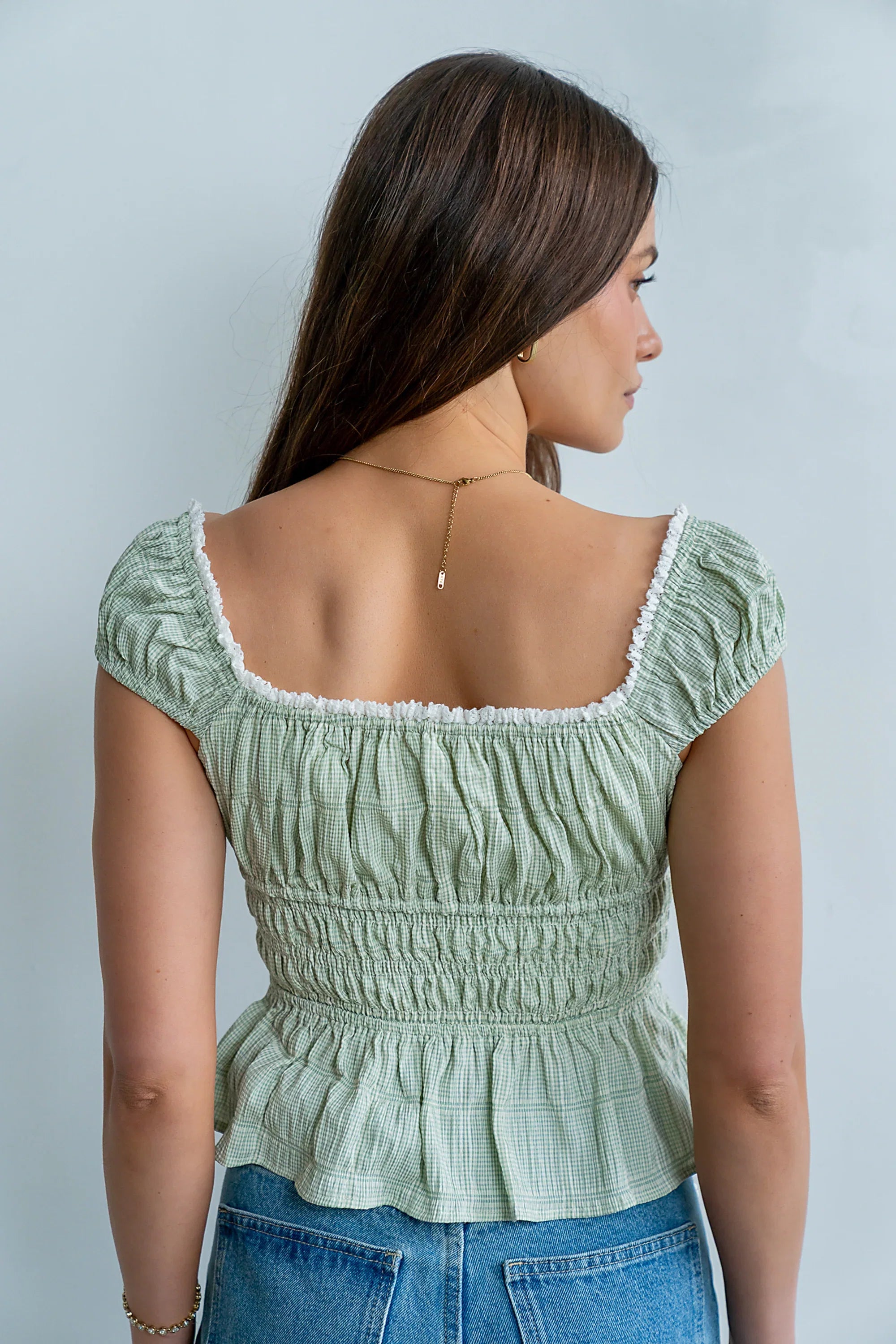 Naya Gingham Tank Top in Green