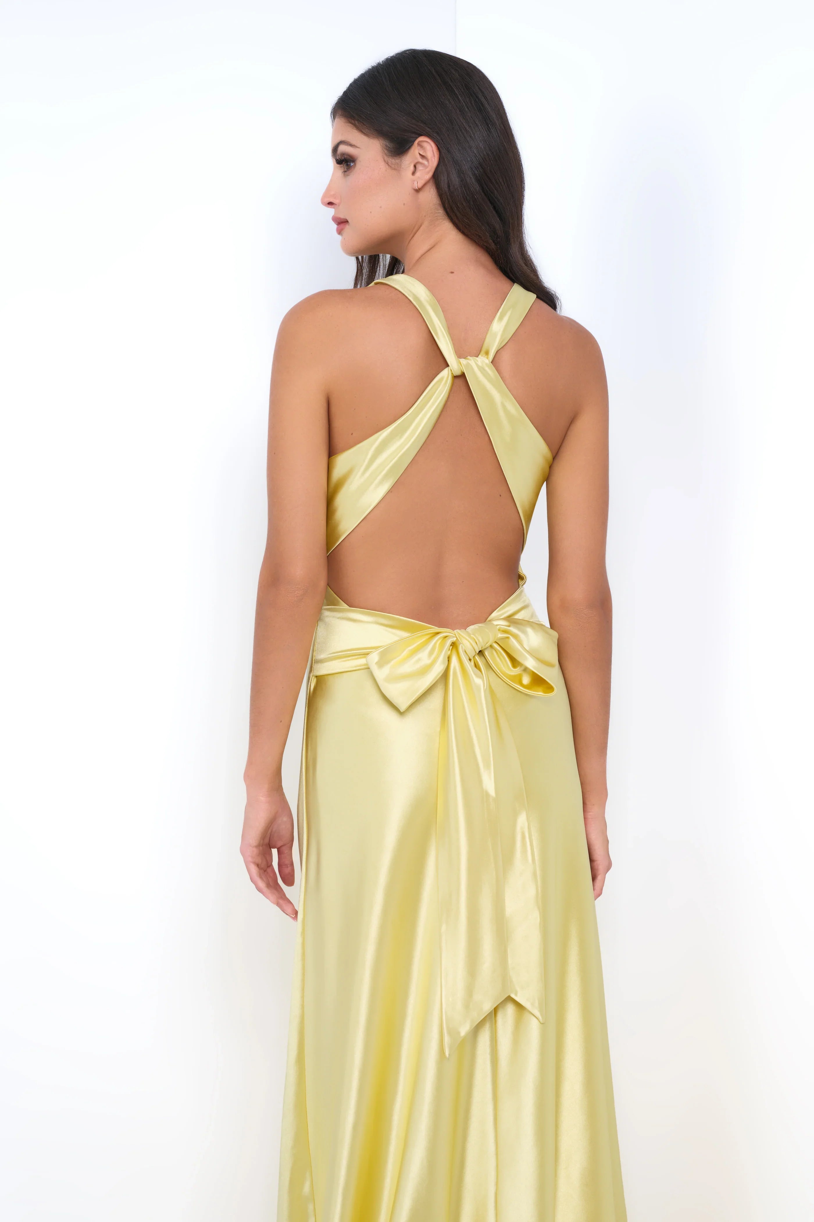 Odette Maxi Dress Pink Open Back With Adjustable Bow Tie Detail