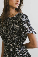 Mary Anne Floral Midi Dress in Black FINAL SALE