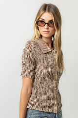 Connie Gingham Blouse in Brown FINAL SALE