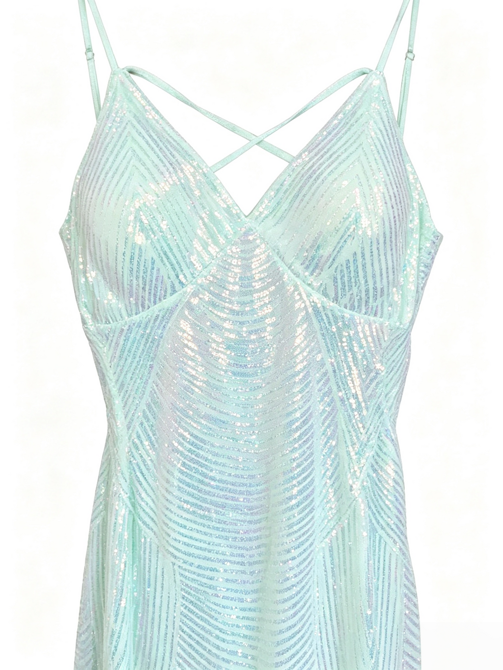 Mint Sequin Crisscross Back Maxi Dress