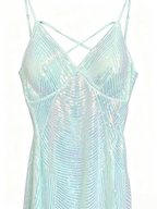 Mint Sequin Crisscross Back Maxi Dress
