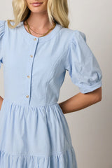 Finey Button Front Maxi Dress in Blue FINAL SALE
