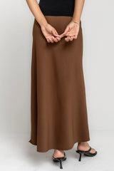 Ashlyn Textured Maxi Skirt in Brown