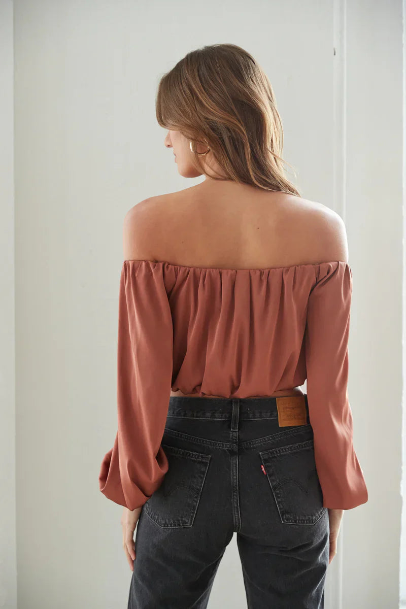 Laylah Long Sleeve Satin Top