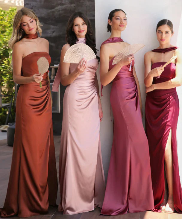 NICOLETTE GOWN STRAPLESS LUXE SATIN DRESS SCARF