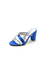 Royal Blue Satin High Heeled Sandals