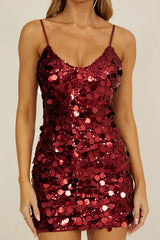 ASTRA MINI DRESS SEQUIN PARTY DRESS WINE