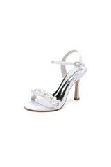 Open Toe Pearl Stiletto Heels
