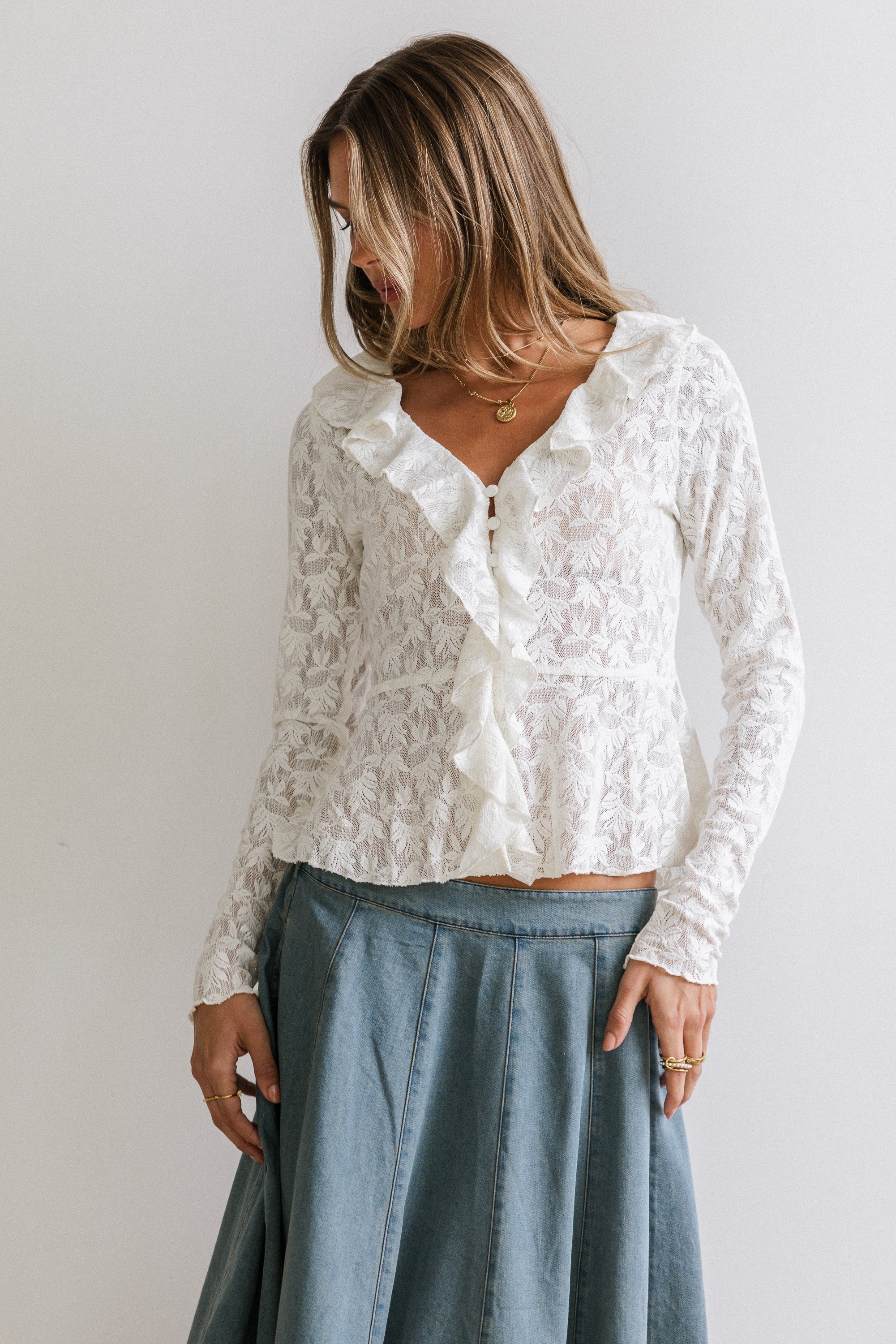 Kinsey Ruffle Lace Top FINAL SALE