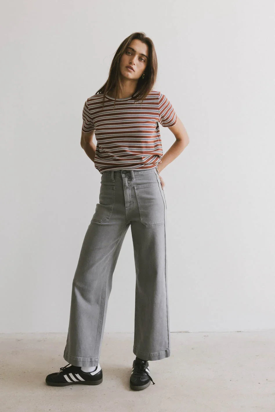 Leila Wide Leg Jeans in Grey FINAL SALE