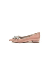 Elegant Black Pointed Toe Flats with a Crystal Ornament