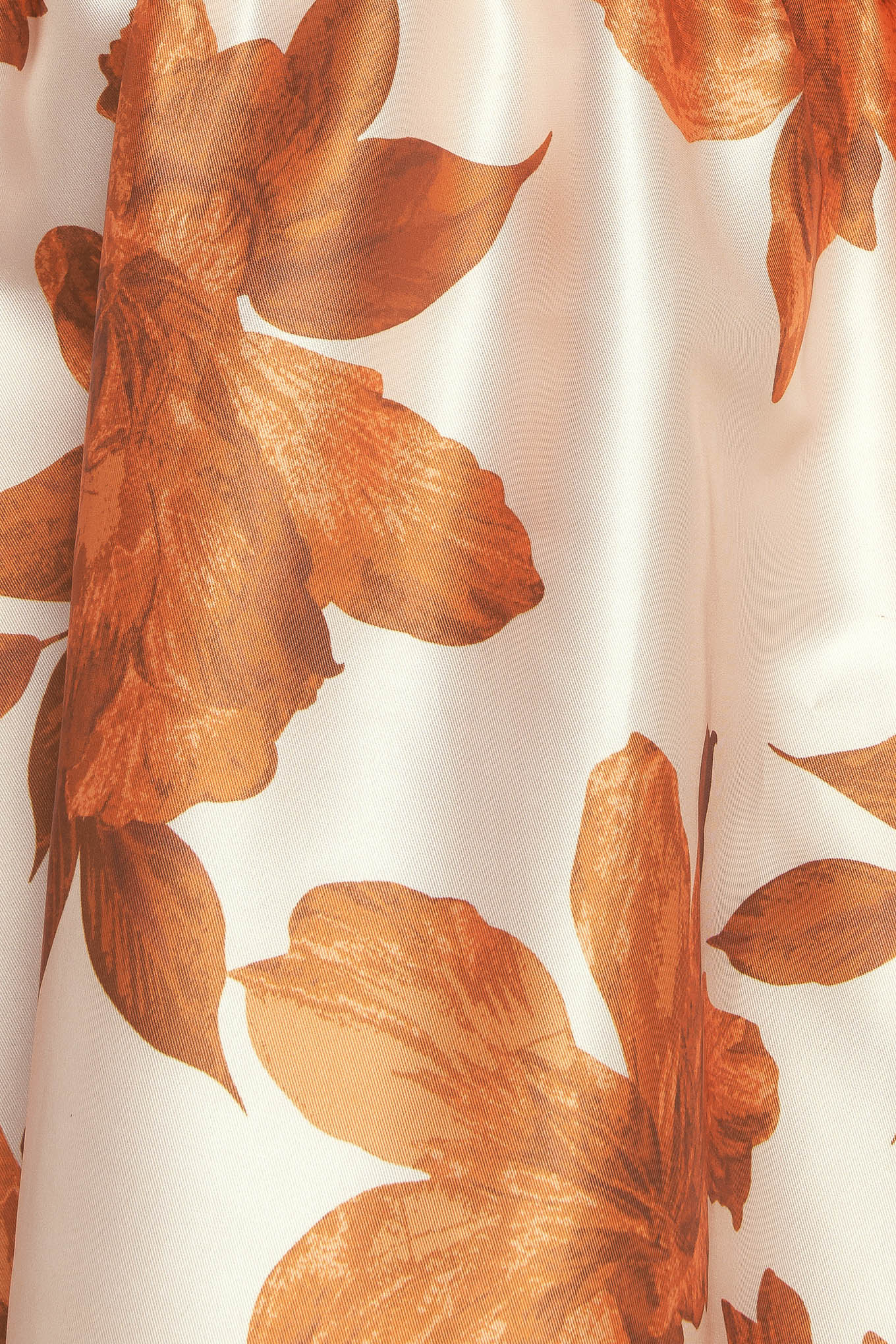 FALL FLORAL SATIN MIDI DRESS RUST