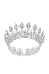 Silver Large 5A Cubic Zirconia Round Tiara
