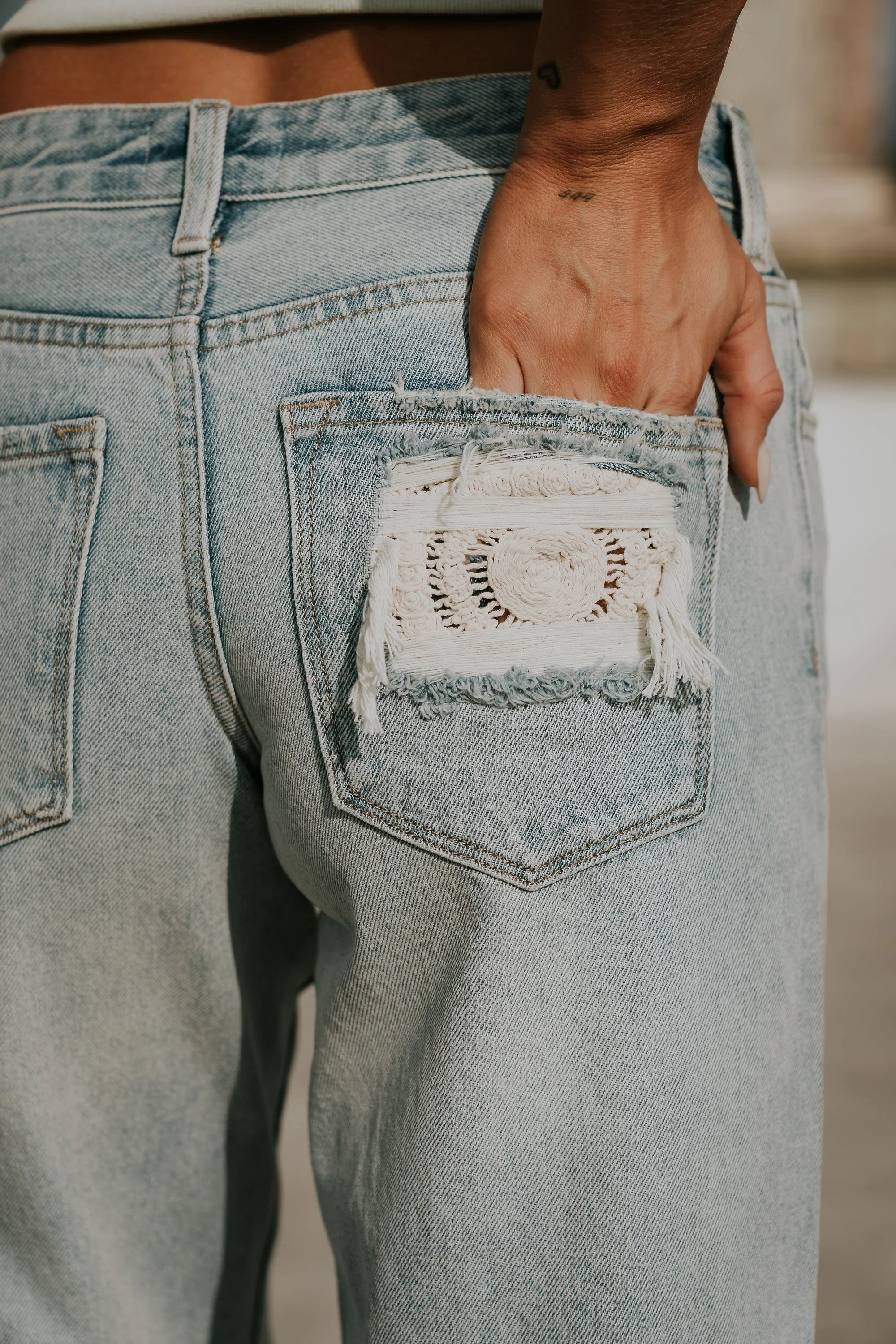 Marvin Crochet Wide Leg Jeans