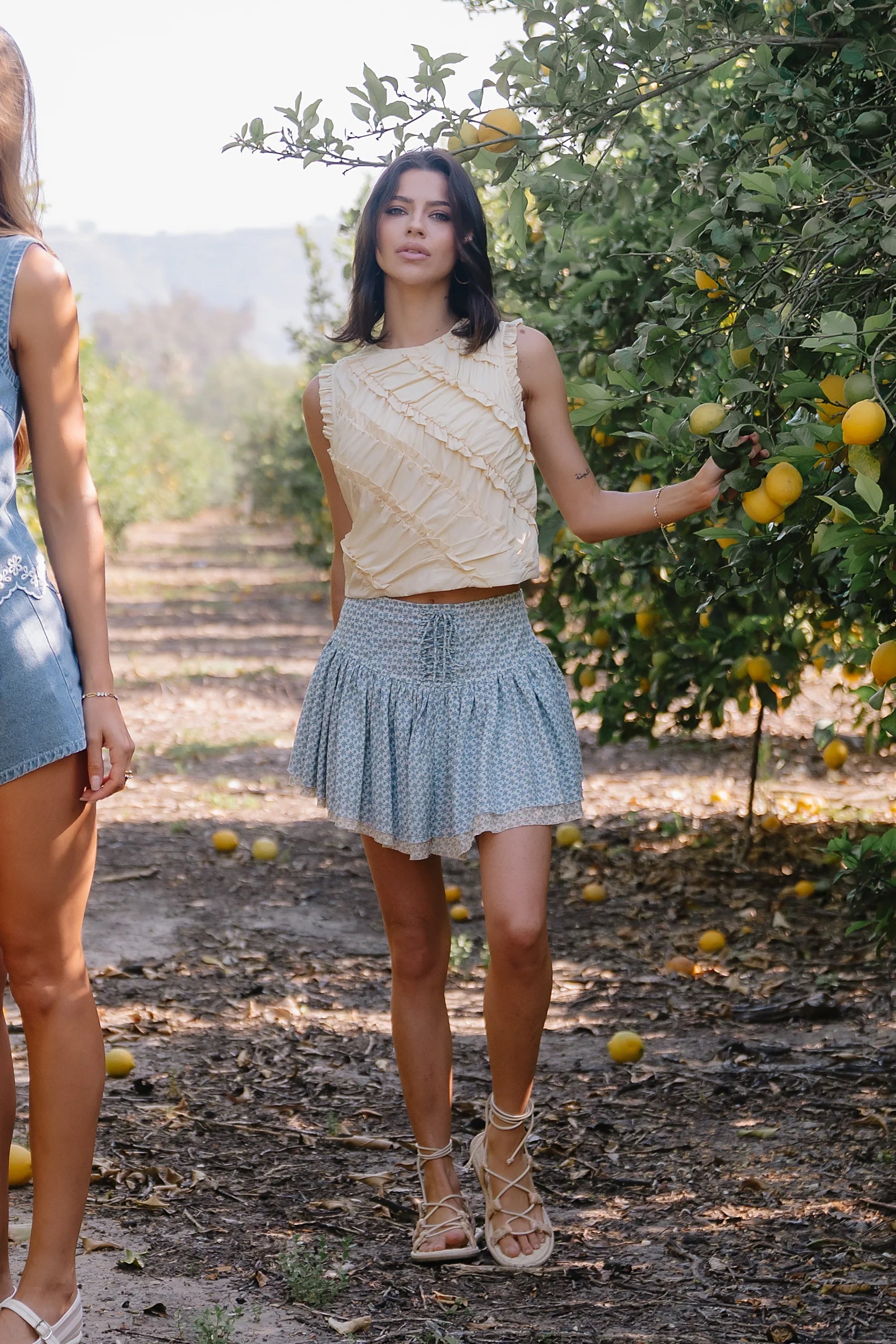 Andee Floral Mini Skirt in Blue