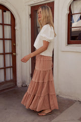 Rain Striped Maxi Skirt in Rust FINAL SALE